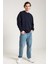 Oversize Asit Yıkamalı Lacivert Erkek Sweatshirt 2