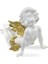 Dekoratif Polyester Uzanan Melek Heykeli - Beyaz Gold 30CMX23CMX17CM 1