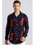 Slim Fit Uzun Kol Baskılı Desenli Apaj Yaka Viskon Gömlek 2