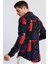 Slim Fit Uzun Kol Baskılı Desenli Apaj Yaka Viskon Gömlek 4
