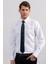 Modern Slim Fit Kendinden Desenli Düz Beyaz Gömlek 1