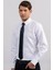 Modern Slim Fit Kendinden Desenli Düz Beyaz Gömlek 2