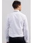 Modern Slim Fit Kendinden Desenli Düz Beyaz Gömlek 4