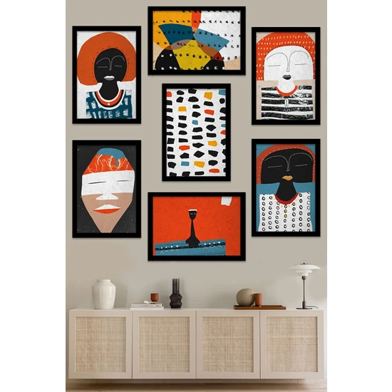 Kate Louise 7 Parça Gerçek Mdf Çerçeveli Kartpostal Mini Tablo Seti