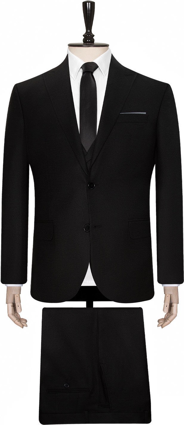 Süvari Yelekli Siyah Slim Fit Takım Elbise
