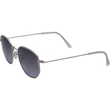 Eroe E102 Metal Geometrik Köşeli Gümüş Füme Degrade Unisex Güneş Gözlüğü C5 CAT.2