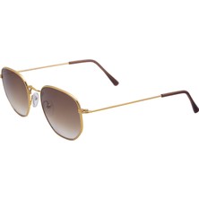 Eroe E102 Metal Geometrik Köşeli Model Gold Kahverengi Degrade Unisex Güneş Gözlüğü C4 CAT.2