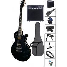 Midex GRX200BK-AMP Üst Segment 20 WATT Amfili Elektro Gitar Set Les Paul Kasa Masif Ağaç (HH)