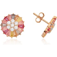 Apelda Renkli Taşlı Papatya Küpe