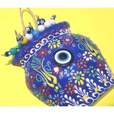 NAZAR Çini Işlemeli Saksı Figürlü Renkli Boncuklu Bahçe Duvar Balkon Süsü 18 cm