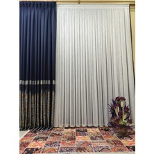 Perhal Gümüş Gri Çizgili Çelik Simli 1-2,5 Orta Pile Tül Perde