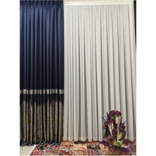 Perhal Kalın Çizgili Simli Pilesiz Tül Perde