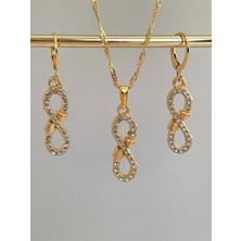 Soiestore Zirkon Sonsuzluk Kolye Küpe Set Altın Kaplama