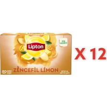 Lipton Zencefil Limon Bitki Süzen Bardak Poşet Çayı 20LI x 12 Adet