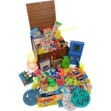 Nostaljik Lezzetler Ahşap Gıda ve Oyuncak Kutusu Mavi Tetrisli