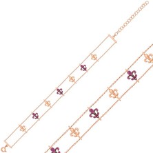 925 Gümüş Çiçek Desenli Baget Taşlı 925 Ayar Gümüş Bileklik
