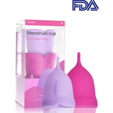 Mothersmart femometer® Adet Kabı-Regl Kabı-Rose 2'li Medikal Sınıf Silikon Menstrual Cup(A size + B size)