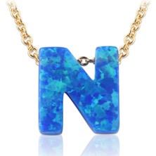 MONAROZA  N Harfi Opal 925 Ayar Gümüş Kolye