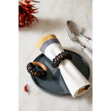 Arma House 6'lı Siyah Dekoratif Makrome Halkalı Ahşap Peçete Yüzüğü