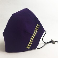 Vera Altın Sarısı Süslü Kumaş Maske Mor Maske