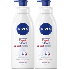 NIVEA Repair&Care Vücut Losyonu 400 ml x2 Adet,Çok Kuru Ciltler,Gergin ve Kuru Ciltte 72 Saat Rahatlama