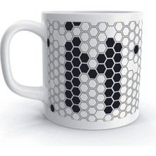 Rock'n Fox M Harfi Petek Geometrik Tasarım Renkli Harfli Kupa Bardak