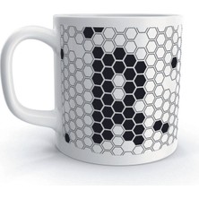 Rock'n Fox R Harfi Petek Geometrik Tasarım Renkli Harfli Kupa Bardak