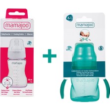 Mamajoo Kulplu Eğitici Bardak 160ml & Silver Biberon 250ml / Yeşil