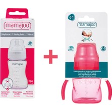 Mamajoo Kulplu Eğitici Bardak 160ml & Silver Biberon 250ml / Pembe