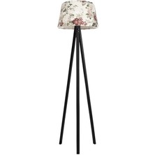 Ağaç Ustası Düz 3 Ayak Tripod Lambader Abajur Avize Aydınlatma Ahşap Siyah Ağaç Country Dekor Lamba Aplik Masif Doğal