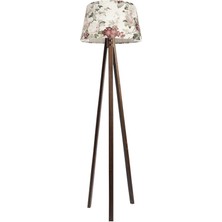 Ağaç Ustası Düz 3 Ayak Tripod Lambader Abajur Avize Aydınlatma Ahşap Ceviz Ağaç Country Dekor Lamba Aplik Masif Doğal