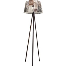 Ağaç Ustası Oval  3 Ayak Tripod  Lambader Abajur Köşe Lambası Ahşap Ceviz Ağaç Country Dekor Lamba Aplik Masif Doğal