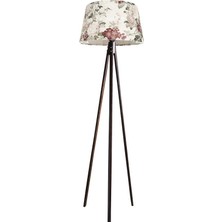 Ağaç Ustası Oval  3 Ayak Tripod  Lambader Abajur Köşe Lambası Ahşap Ceviz Ağaç Country Dekor Lamba Aplik Masif Doğal