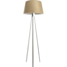 Ağaç Ustası Oval  3 Ayak Tripod  Lambader Abajur Köşe Lambası Ahşap Beyaz Ağaç Country Dekor Lamba Aplik Masif Doğal