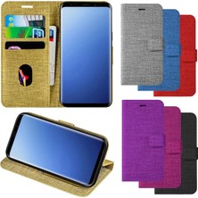 Bonjux Samsung Galaxy A8 Plus 2018 Kumaş Kılıf Kredi Kartı Para Bölmeli Standlı Spor Cüzdan Kılıf