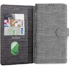 Bonjux Samsung Galaxy M11 Standlı Kartvizit Para Gözlü Kumaş Kılıf