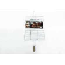 Oğuz Kömür Mangal Teli Et Balık Izgara Ahşap Saplı 25X40 cm