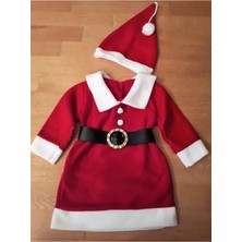 Parti Kırtasiye Kız Çocuk Noel Anne Kostümü - Noel Baba Elbisesi - Noel Anne Kostüm Düdük Hediyeli