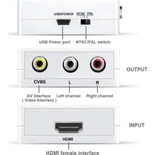 Ancheyn HDMI To Rca Tos Av Çevirici Dönüştürücü Tüplü Tv Av Video Adaptör