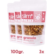 Slimplus 3 Paket Çikolata Çilek Fındık Glutensiz Ilave Şekersiz Vegan Granola 100gr