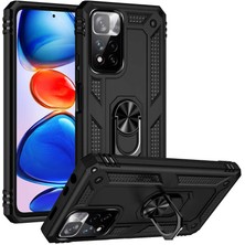 Kzy Xiaomi Redmi Note 11 Pro Kapak Military Yüzüklü Stantlı Panzer Tank Kılıf - Siyah