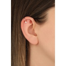 Lia Berto Rose Tektaş Halka 925 Ayar Gümüş Kıkırdak