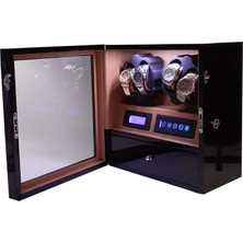Stand Market Otomatik Saat Kurma Kutusu Piano Brown 4+5 Kahve Içi Taba LED Işık Sistemli