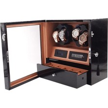 Stand Market Otomatik Saat Kurma Kutusu Piano Brown 4+5 Kahve Içi Taba LED Işık Sistemli