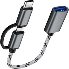 Alfais 4901 USB 3.0 Otg To Type C Micro USB Data Şarj Çevirici Dönüştürücü Otg Adaptörü