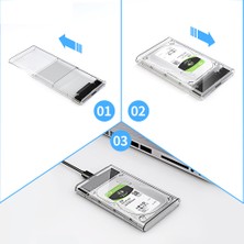 Mj Tech 2.5 Sata  USB 3.0 Şeffaf Harici SSD HDD Hard Disk Kutusu 8 Tb Şeffaf Disk