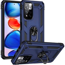 Case World Xiaomi Redmi Note 11 Pro Kapak Military Yüzüklü Stantlı Panzer Tank Kılıf - Lacivert