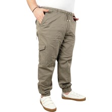 ModeXL Büyük Beden Erkek Keten Kargo Jogger Valencia 21911 Bej
