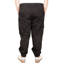 ModeXL Büyük Beden Erkek Keten Kargo Jogger Valencia 21911 Siyah