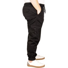 ModeXL Büyük Beden Erkek Keten Kargo Jogger Valencia 21911 Siyah